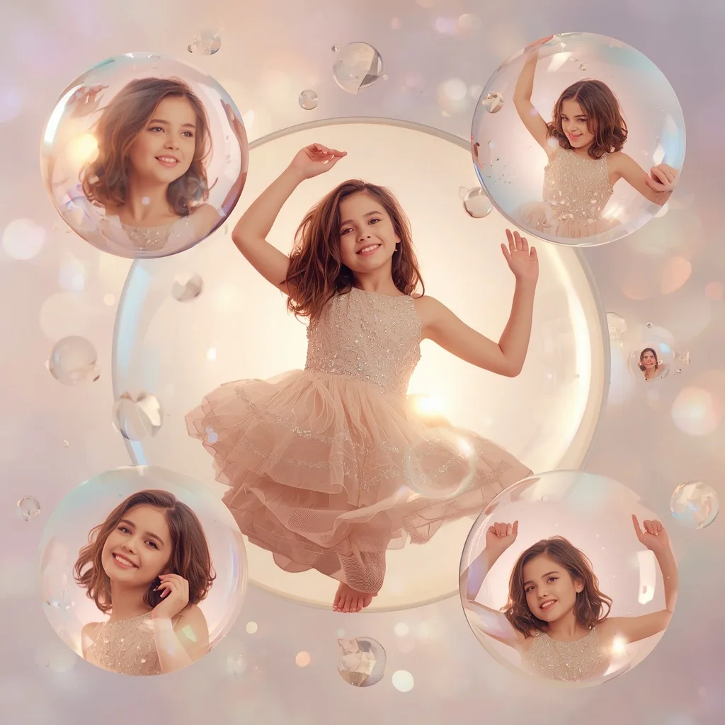 Floating Orbs of Elegance for a Western Party Queen – Indian Girl Elegant Bharatanatyam Dance Photography prompts – AI generated example