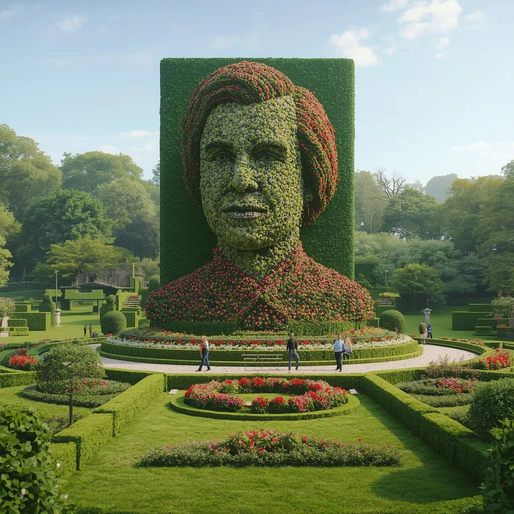Grand Topiary Portrait: Massive Bush Floral Sculpture – Premium Prompts – AI prompt example