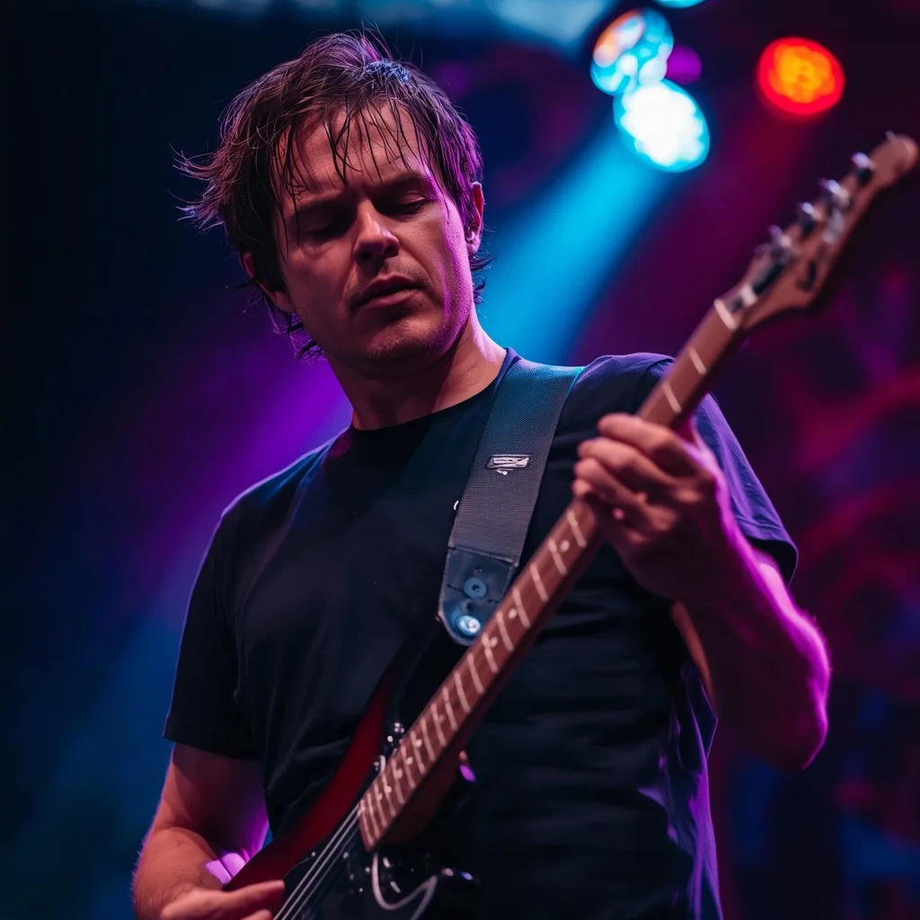Male Musician's Passionate Performance: Guitar on Stage – Men's Image Epic Fantasy Character Designs prompts – AI generated example