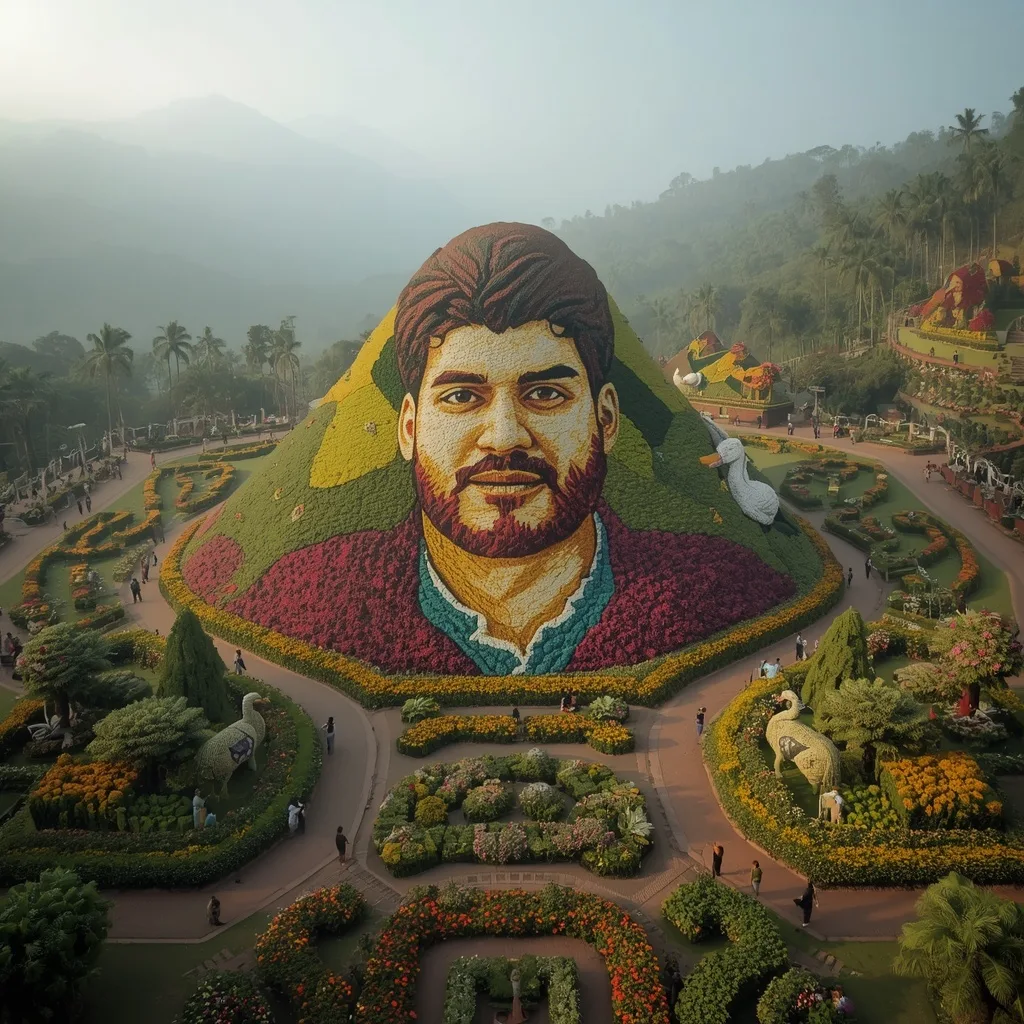 Ooty Flower Show Inspired: Floral Hill Portrait Centerpiece – Premium Prompts – AI prompt example