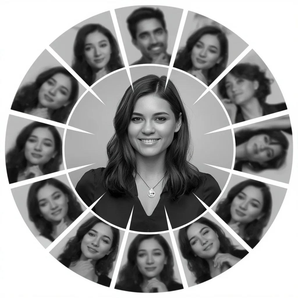 Radial Identity: Circular Collage Portrait Display – Premium Prompts – AI prompt example