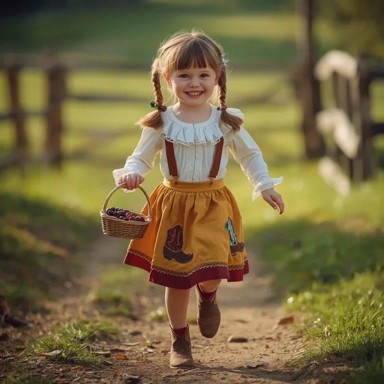 A Cute Girl in a Playful Western Skirt and Blouse | Cute Girl Vibrant
