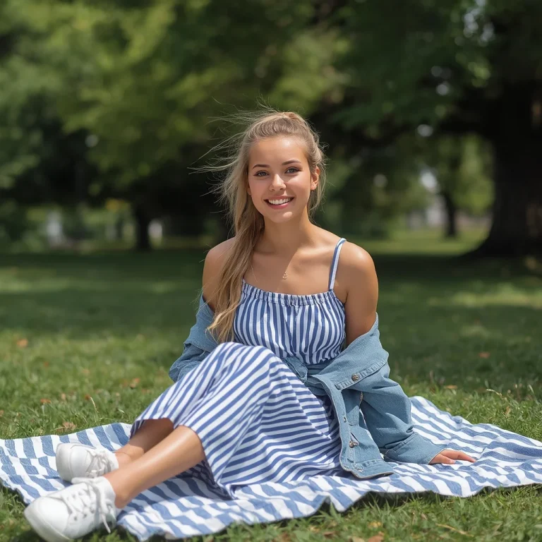 Casual Striped Sundress for a Relaxed Weekend Picnic | Girl Dress Prompt