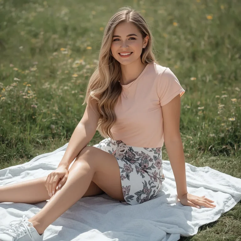 Playful Floral Mini Skirt and Top for a Summer Picnic | Gemini Traditional Prompt