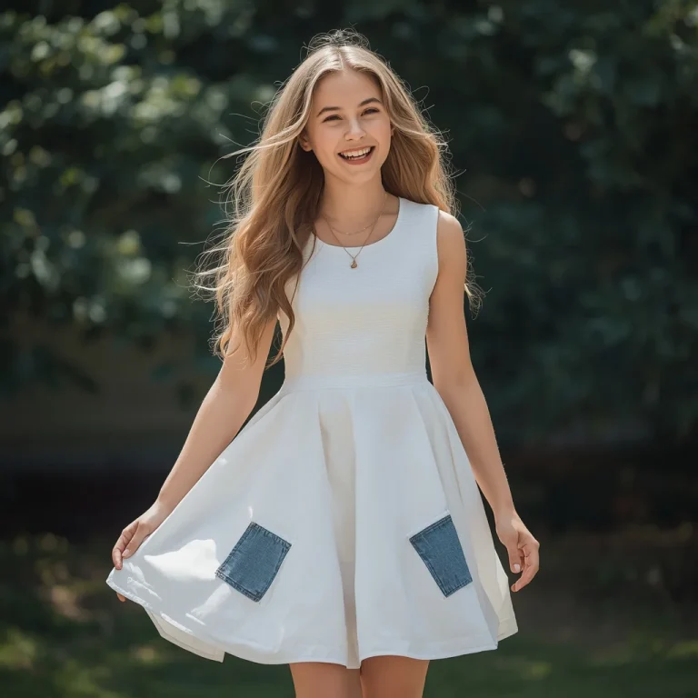 Youthful Skater Dress with Denim Details for a Casual Outing | Girl Dress Prompt