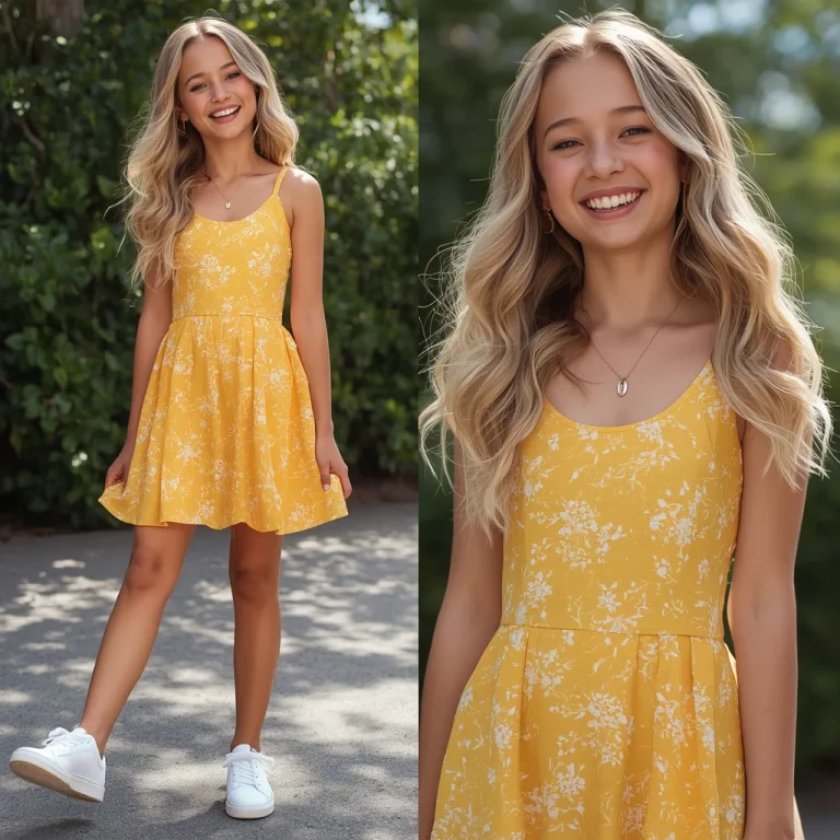 Youthful Skater Dress with Floral Print for a Casual Daytime Event | Girl Girl Prompt